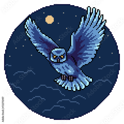 pixel art owl fly night photo