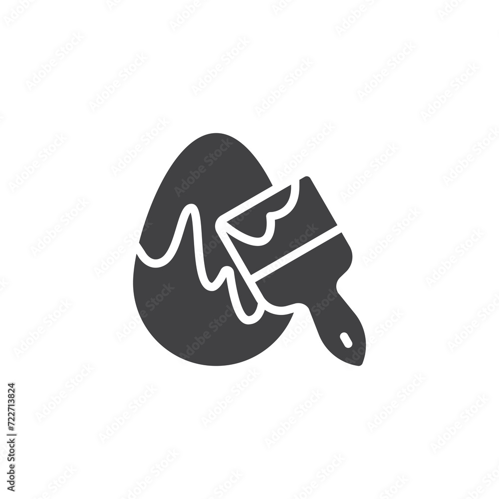 Easter egg and paint brush vector icon Easter egg and paint brush vector icon