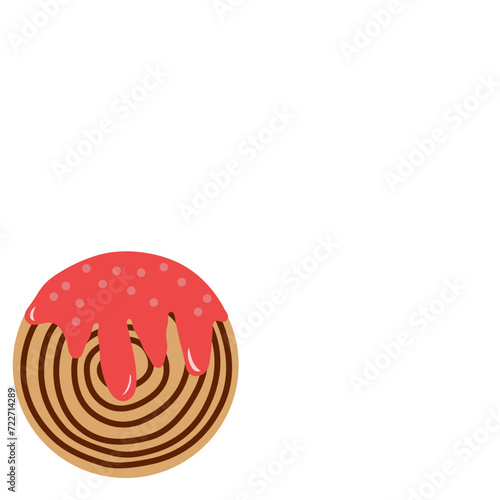 Cromboloni or Crombolini, croissant bomboloni pastry filling with chocolate paste
