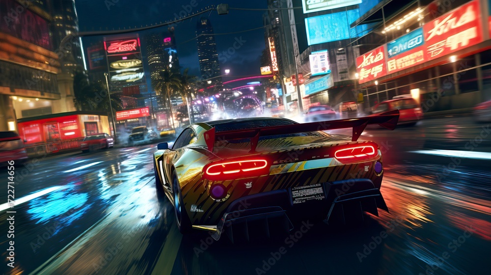 Street racing videogame gameplay with information Street racing videogame gameplay with information
