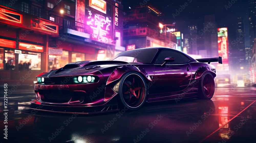 Naklejka premium Street racing videogame gameplay with information 