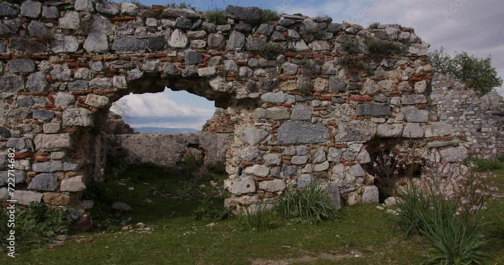 A dark hallway in an ancient wall in Miletus. A dark hallway in an ancient wall in Miletus.