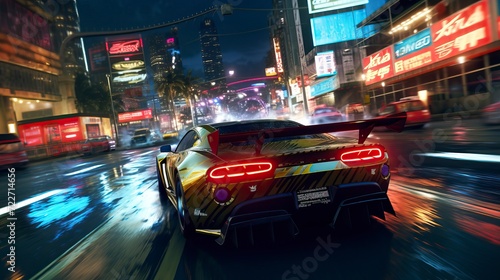 Street racing videogame gameplay with information  © CREATIVE STOCK