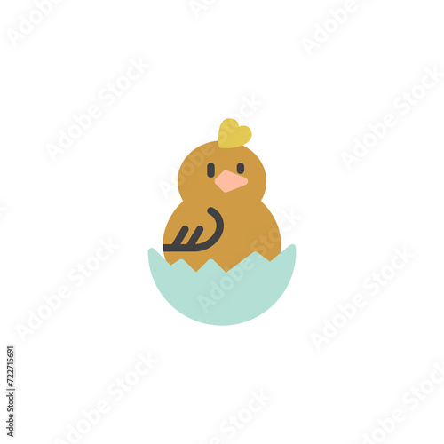 Easter chick hatching from an egg flat icon