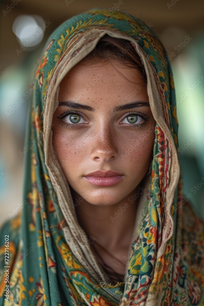 Close up portrait of woman with natural light outdoors Close up portrait of woman with natural light outdoors