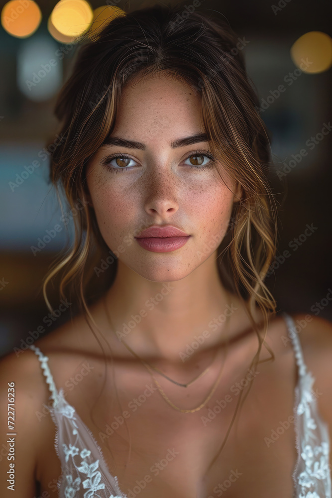 Close up portrait of woman with natural light outdoors