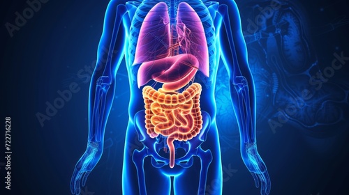 digestive system. The digestive system breaks down food into simple nutrients such as carbohydrates, fats and proteins