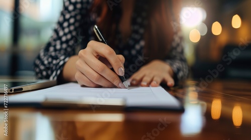 Businesswoman signing a contract photo
