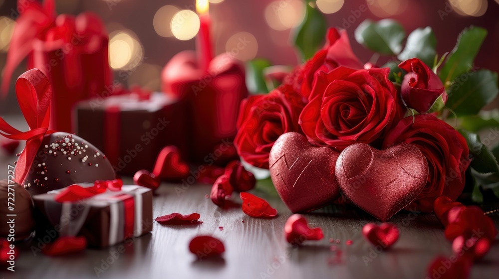 A Valentines Day Collage of Hearts, Roses, and Romantic Gifts A Valentines Day Collage of Hearts, Roses, and Romantic Gifts