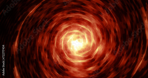 Abstract yellow orange swirling twisted vortex energy magical cosmic galactic bright glowing spinning tunnel made of lines, background