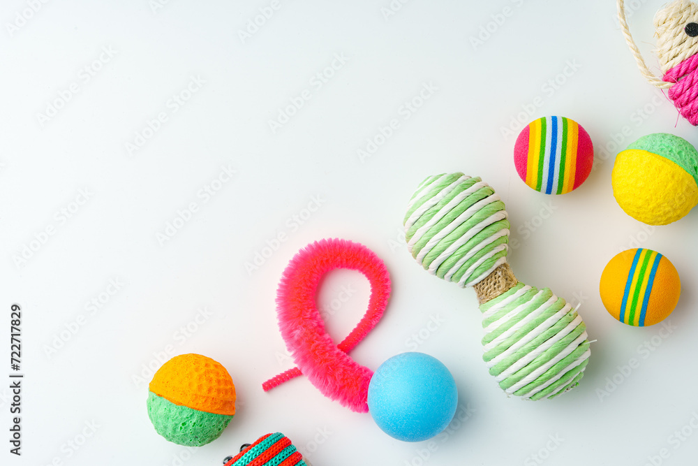 Cat toys isolated on white background studio shot