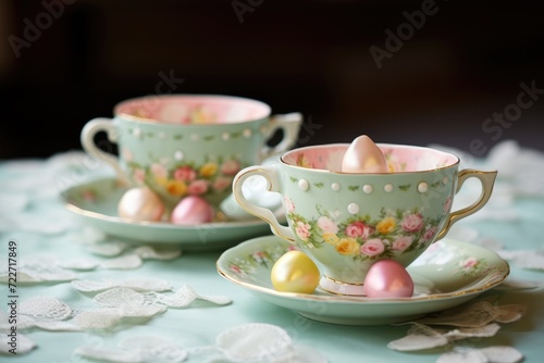Easter Teacups: Serve drinks in decorative Easter-themed teacups for a vintage touch.