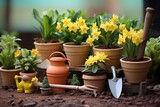 Easter Gardening Scene: Include gardening tools and potted plants for a springtime gardening theme.