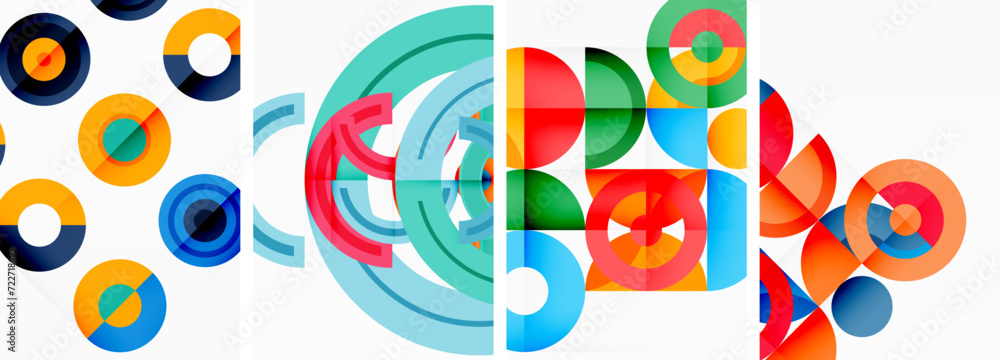 Circles and rings geometric backgrounds. Posters for wallpaper, business card, cover, poster, banner, brochure, header, website Circles and rings geometric backgrounds. Posters for wallpaper, business card, cover, poster, banner, brochure, header, website