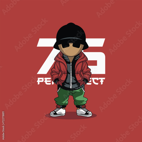 cute boy hip hop character logo mascot