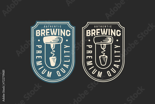 craft beer with basic corkscrew badge logo graphic for brewing company menus, labels, signs, posters or brand identity
