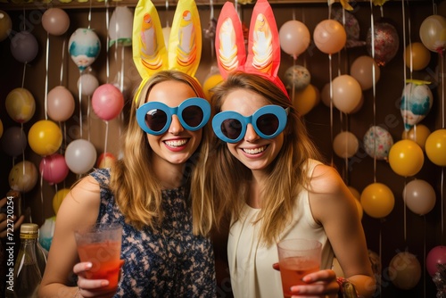 Easter Photo Booth: Create a mini photo booth with Easter props and drinks as accessories.