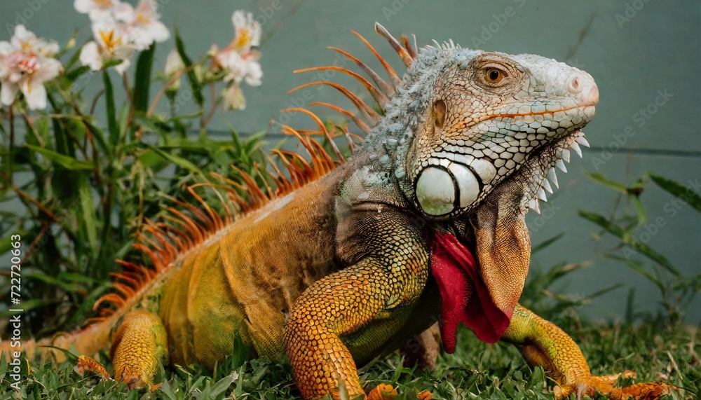 Obraz premium tyle Reigns Supreme: Iguana's Fabulous Fashion Statement
