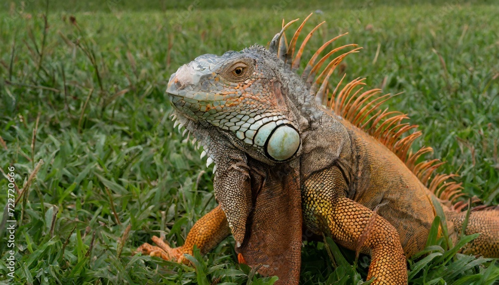 Fototapeta premium tyle Reigns Supreme: Iguana's Fabulous Fashion Statement
