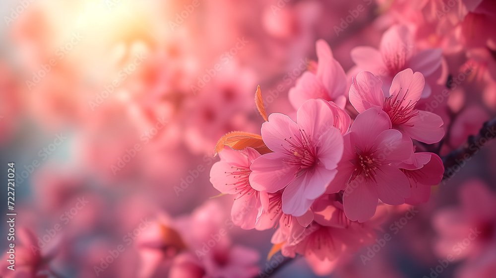 Close-Up of Cherry Blossoms Against Blue Sky.