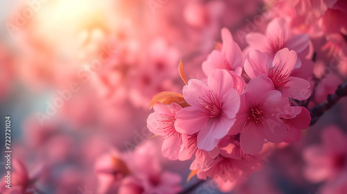 Close-Up of Cherry Blossoms Against Blue Sky.