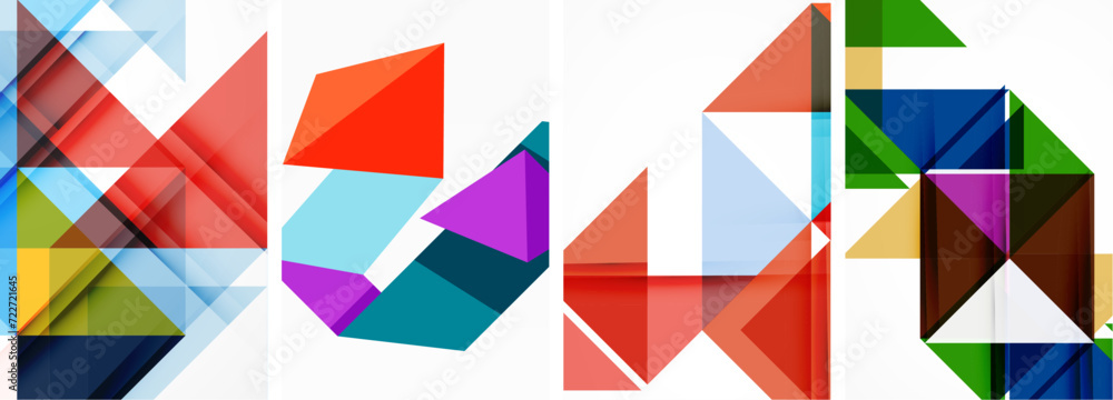 Set of abstract random triangle composition backgrounds. Vector illustration for for wallpaper, business card, cover, poster, banner, brochure, header, website Set of abstract random triangle composition backgrounds. Vector illustration for for wallpaper, business card, cover, poster, banner, brochure, header, website
