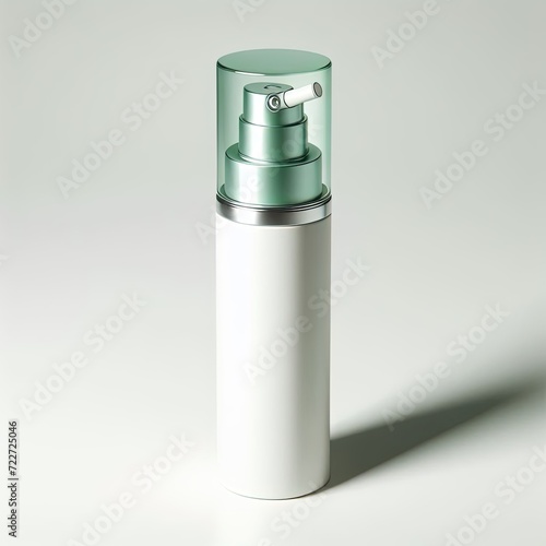 white and light green skincare spray bottle