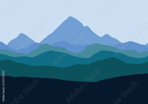 landscape mountains with blue colors. Vector illustration in flat style. © Fajarhidayah11