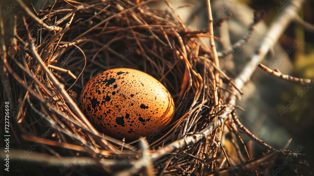 Obraz premium Birds Nest With Egg - Symbolic Image of New Life and Resurrection