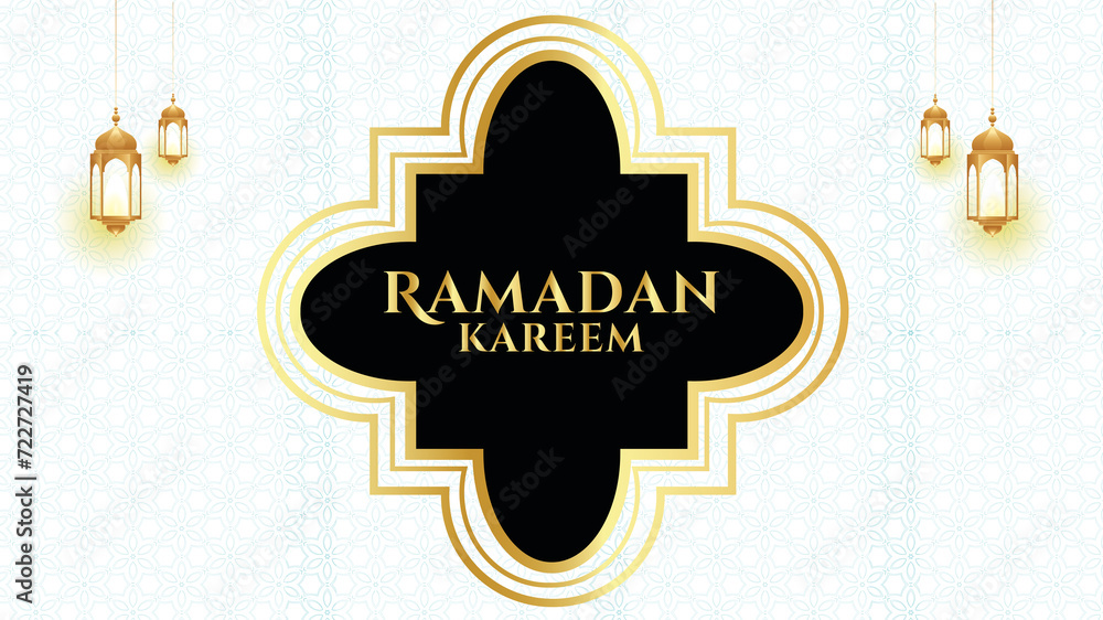Naklejka premium BACKGROUND RAMADHAN KAREEM ILLUSTRATION COLOR BLACK GOLD 02