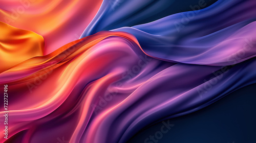  a close up of a colorful fabric on a black background with a blue background and a red, orange, and pink color scheme.
