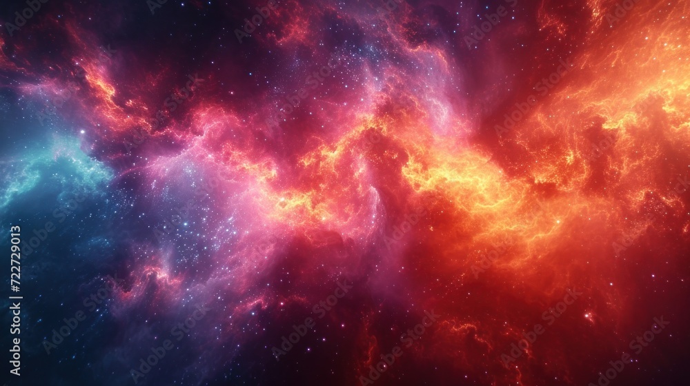  a colorful space filled with lots of stars and a bright red and blue star in the center of the image.