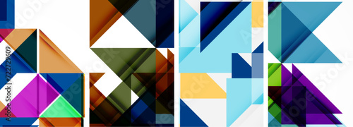 Triangle poster geometric background set