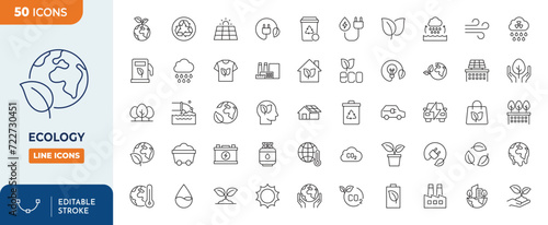 Ecology Line Editable Icons set. Editable stroke. Vector illustration	