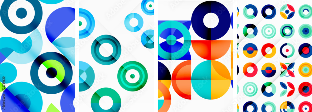 Fototapeta premium Round geometric elements and circles in background design for wallpaper, business card, cover, poster, banner, brochure, header, website
