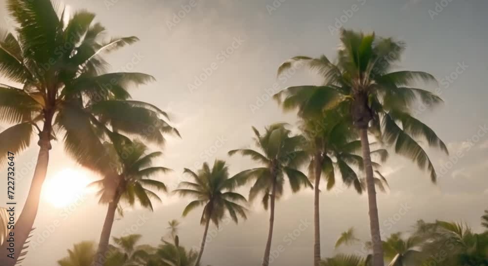 view of coconut trees being blown by the wind view of coconut trees being blown by the wind