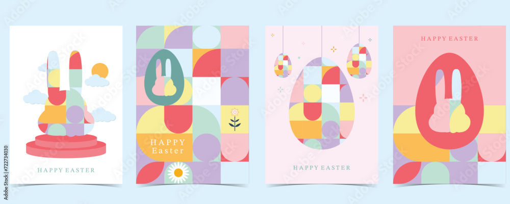 Obraz premium Easter day background for vertical a4 design with geometric style