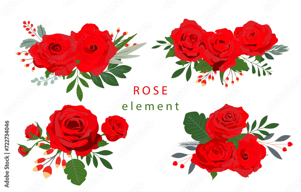 Red rose object with leaf illustration vector for postcard invitation Red rose object with leaf illustration vector for postcard invitation