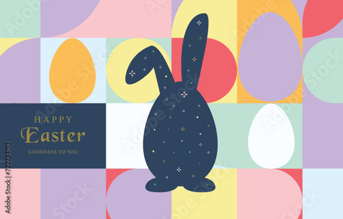 Easter day background for horizontal banner design with geometric style