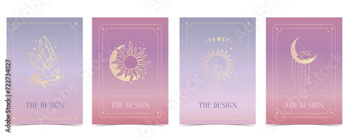 purple gradient card tarot for a4 vertical illustration design