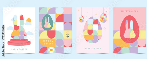 Easter day background for vertical a4 design with geometric style