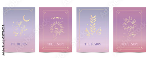purple gradient card tarot for a4 vertical illustration design