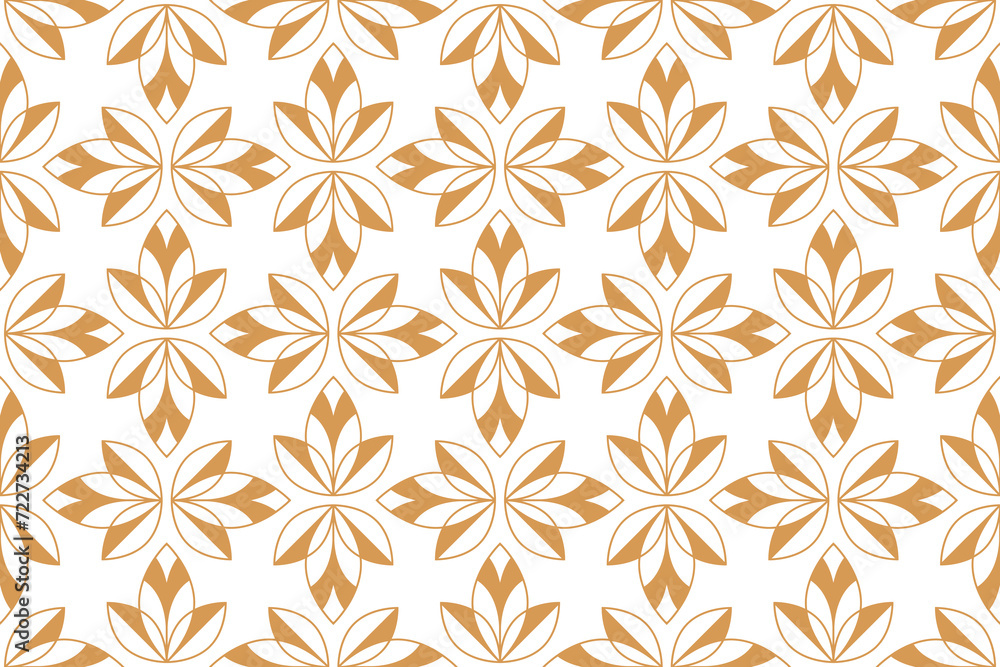 Flower geometric pattern. Seamless vector background. Gold and white ornament Flower geometric pattern. Seamless vector background. Gold and white ornament