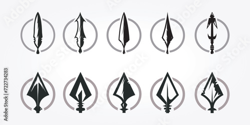 set bundling spear logo icon. war spear vector design illustration