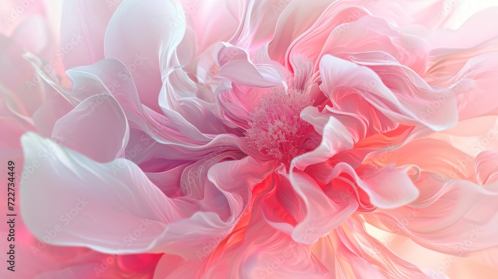 Obraz premium a close up of a pink flower with a white center and a pink stamen on the center of the flower.