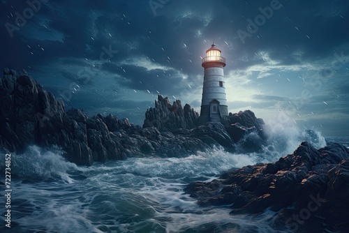 lighthouse on the coast of the sea generative ai