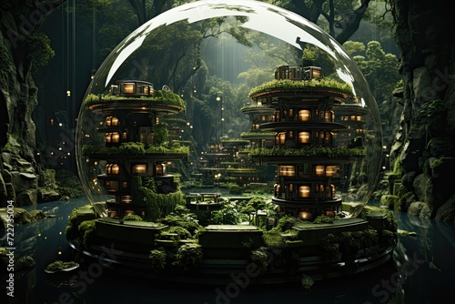 A lush jungle intertwined with futuristic cybernet generative ai