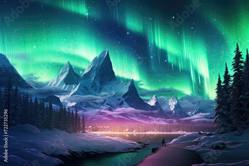 Abstract northern lights or aurora borealis generative ai