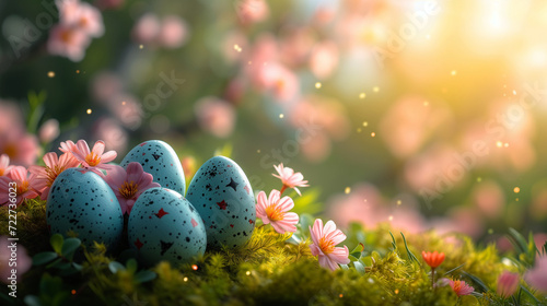easter eggs in the grass,Spring Easter concept