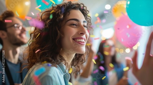Office Celebrations, Capture the joyous atmosphere of office celebrations, background image, generative AI
